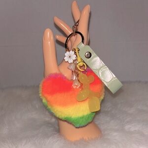 Heart Pom with Balloon Dog Keychain/Handbag Charm Handcrafted by @windswepttrace